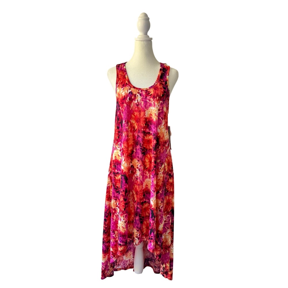 Swimsuits For All High-Low Tank Dress Women 14/16 Multi Sunburst‎ Tie Dye Beachy